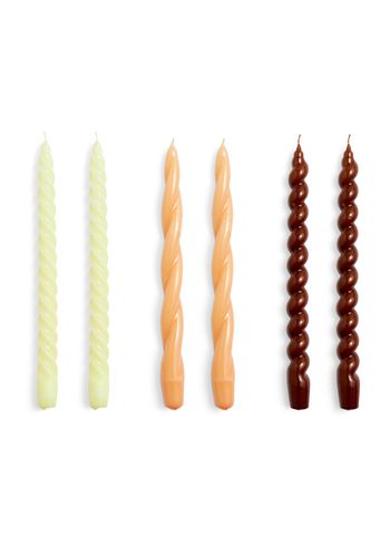 HAY - Candles - Long Mix Candles - Set of 6 - Green / Light Blue / Brown