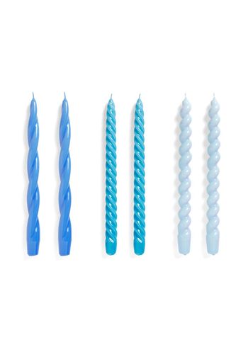 HAY - Candele - Long Mix Candles - Set of 6 - Sky Blue / Light Blue / Vint. Blue