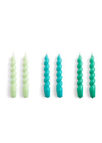 HAY - Candele - Spiral Candles / Bundle - Set of 6 - Mint / Green Aqua / Green