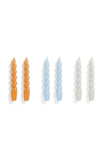 HAY - Candles - Spiral Candles / Bundle - Set of 6 - Tangerine / Light Blue / L. Grey