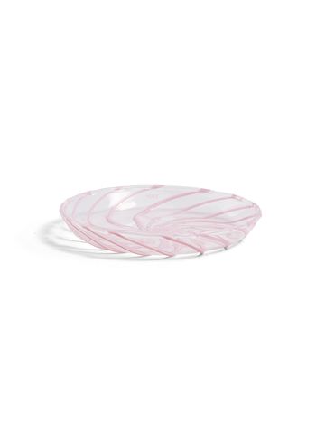 HAY - Teller - Spin Plate - Clear w. Pink Stripes