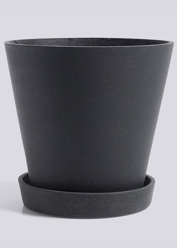 HAY - Doniczka - Flowerpot with saucer - Black - XL