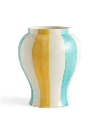HAY - Jarrón - Sobremesa Stripe Vase - GREEN AND YELLOW