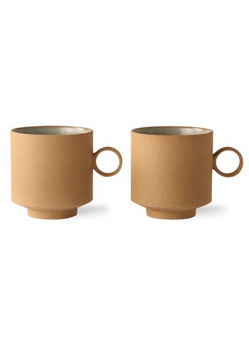 HK Living - Cup - BOLD & BASIC CERAMICS: COFFEE MUG OCHRE (SET OF 2) - Ochre