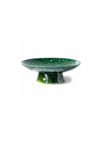 HK Living - Salute - The Emeralds Ceramic Bowl On Base - Dripping Green - L