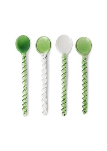 HK Living - Lepels - The Emerald Twisted Glass Spoon - Green/Clear Mix