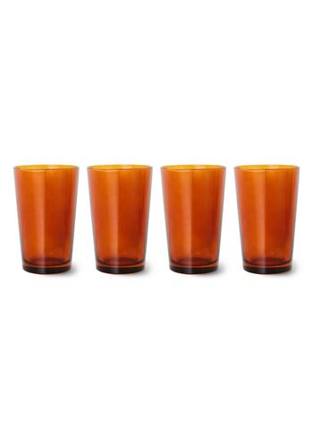 HKLiving - Glass - 70's Glassware - Tea Glasses (Set Of 4) - Amber Brown