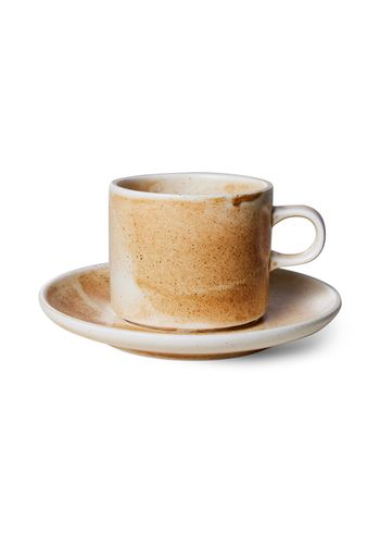 HKLiving - Kop - Chef Ceramics - Cup and Saucer - Cream / Brown