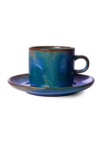 HKLiving - Kopp - Chef Ceramics - Cup and Saucer - Rustic Blue