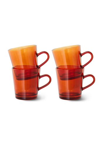 HKLiving - Copie - 70's Glassware - Coffee Cups (Set Of 4) - Amber Brown