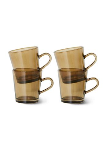 HKLiving - Kopioi - 70's Glassware - Coffee Cups (Set Of 4) - Mud Brown