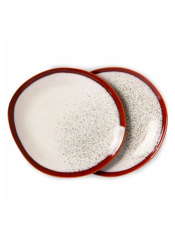 HKLiving - Deska - 70s Dinner Plates (Set Of 2) - Frost (Red, White)