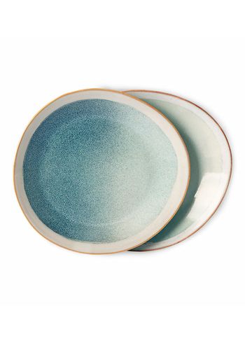 HKLiving - Bord - 70s Dinner Plates (Set Of 2) - Mist (Green, Cream)