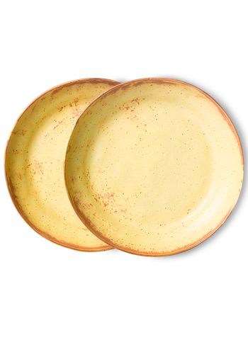 HKLiving - Plaque - Bold & Basic Ceramics: Pasta Plate (Set of 2) - Yellow/Brown