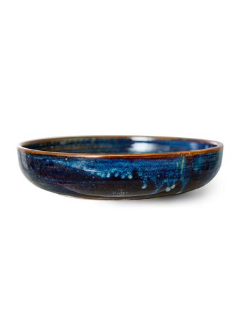 HKLiving - Plate - Chef Ceramics - Deep Plate, Large - Rustic Blue