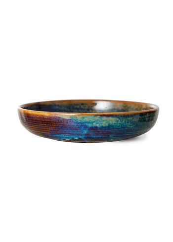 HKLiving - Levy - Chef Ceramics - Deep Plate, Medium - Rustic Blue