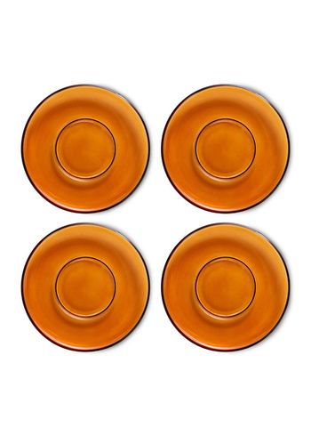 HKLiving - Soucoupe - 70's Glassware - Saucers (Set Of 4) - Amber Brown