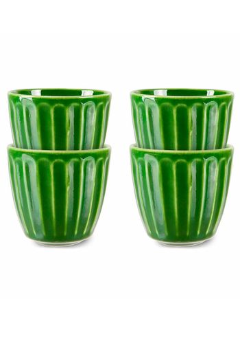 HKLiving - Verre à vin - The Emeralds: Ceramic Mug Ribbed (Set of 4) - Green