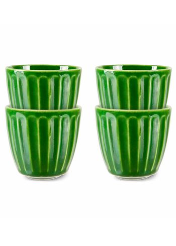 HKLiving - Lžíce - The Emeralds: Ceramic Mug Ribbed (Set of 4) - Green