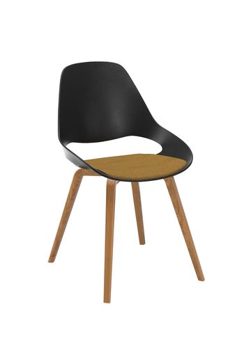 HOUE - Dining chair - FALK Chair / Oak Veneer Base - Black / Cura Dark Yellow