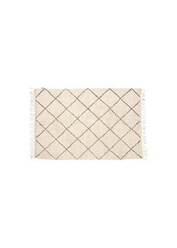 Hübsch - Teppich - Cotton Rug w/ Fringes - Small - White/Gray