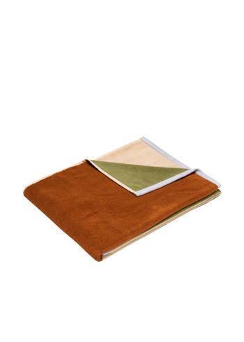 Hübsch - Handduk - Block Towel - Large - Brun,Grøn,Lyseblå,Sand