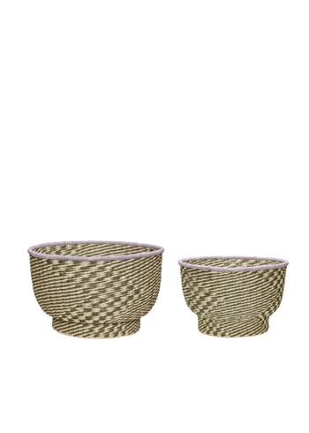 Hübsch - Kurv - Peppy Baskets (set of 2) - Green/nature/purple