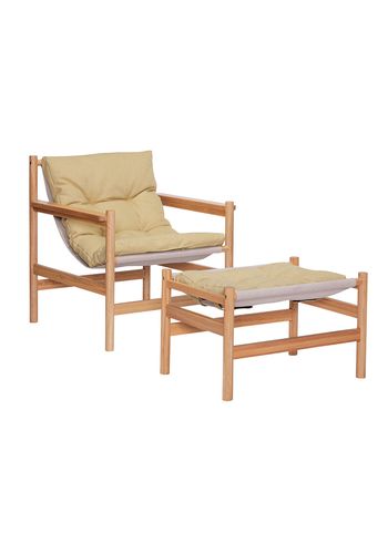 Hübsch - Lounge stoel - Heritage Armchair/Footstool (Set Of 2) - Natuurlijk / Zand / Geel
