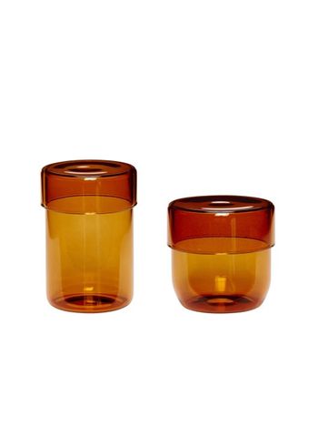 Hübsch - Storage boxes - Pop Storage Jars - Small - Amber (set of 2)