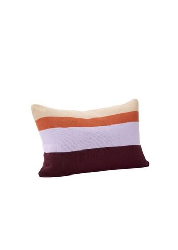Hübsch - Pillow - Line Knitted Cushion - Sand, Orange, Lilla, Burgundy