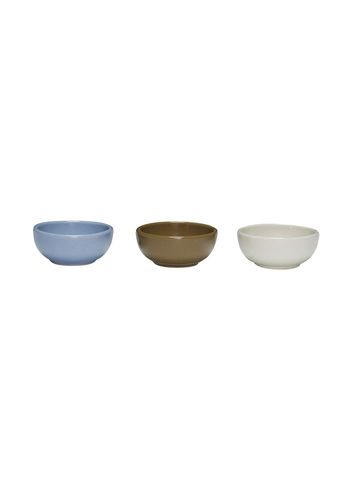 Hübsch - Bowl - Amare Bowls Multicolour (set of 3) - Light blue / Olive / Sand