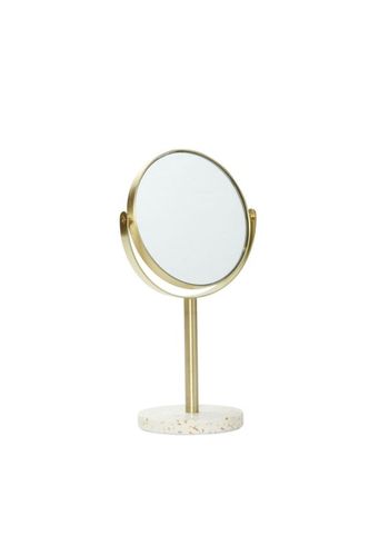 Hübsch - Peili - Pamper Table Mirror - Brass/White Terrazzo