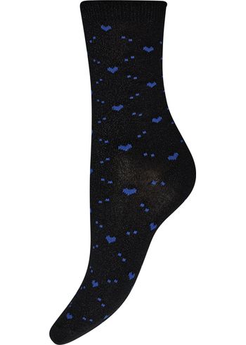 Hype The Detail - Meias - Socks w. Lurex - Black/ Blue Hearts