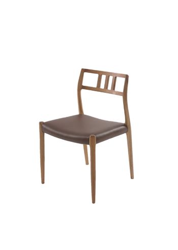 J. L. Møllers Møbelfabrik - Cadeira de jantar - Model 79 / By Niels Otto Møller - Walnut / Roma Leather