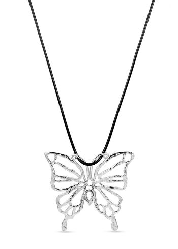 Jane Kønig - Necklace - Big Butterfly String Necklace - Silver