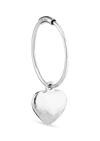 Jane Kønig - Earring - Creole With Bruised Heart Pendant - Silver