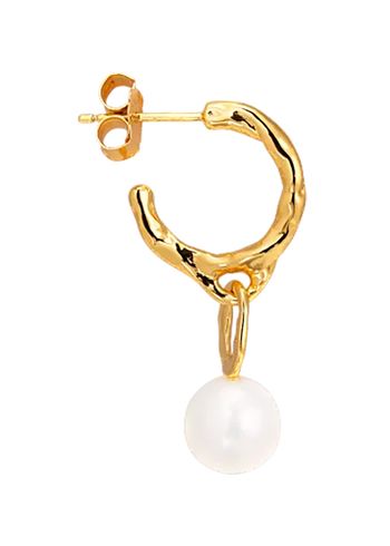 Jane Kønig - Ohrring - Mary Hoop With Pearl Drop - Gold