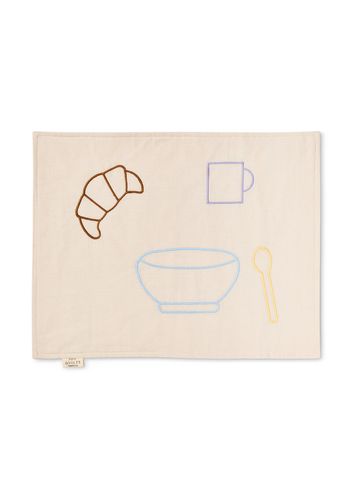 Jou Quilts - Dækkeserviet - Jou Embroidery Dækkeservietter - Breakfast - Creme, brown, purple, blue
