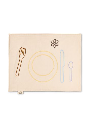 Jou Quilts - Dækkeserviet - Jou Embroidery Dækkeservietter - Jou Embroidery place mats dinner - Creme, brun, gul, lilla, blå