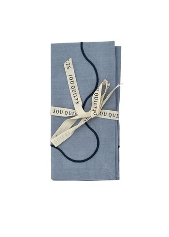 Jou Quilts - Doek servetten - Curved embroidery napkin - Light blue