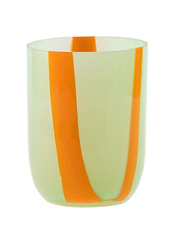 Kodanska - Glass - Flow Tumbler - Green W. Orange Stripes