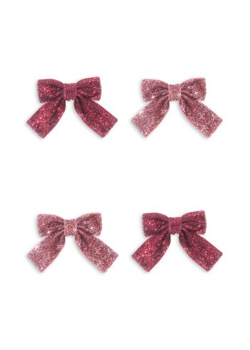 Konges Sløjd - Pinza de pelo - 4 Pack Glitter Bow Hair Clips - PINK MIX