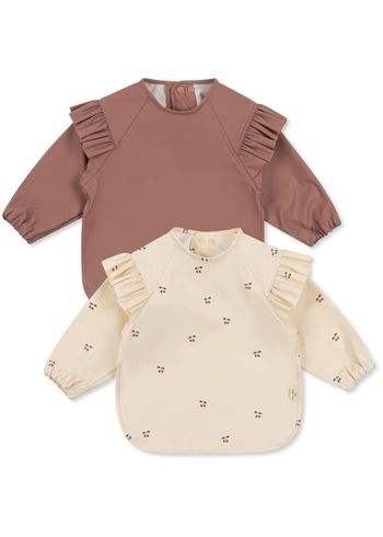 Konges Sløjd - Lappu - 2 Pack Dinner Bib Frill With Sleeves - Cherry/Rosewater