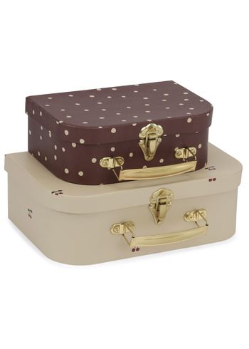 Konges Sløjd - Dětský úložný box - 2 PACK SUITCASE - CHERRY/DOT