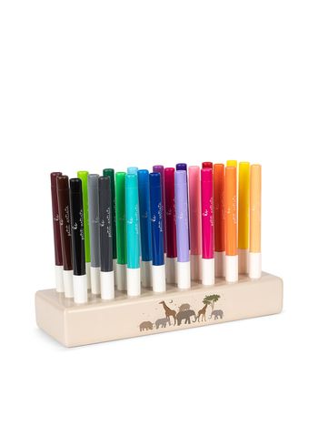 Konges Sløjd - Toys - Markers In Wooden Block - 24 pcs - SAFARI