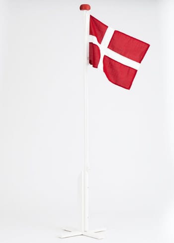 Langkilde & Søn - Flagpole - Flagstang Med Dannebrogsflag - Hvid