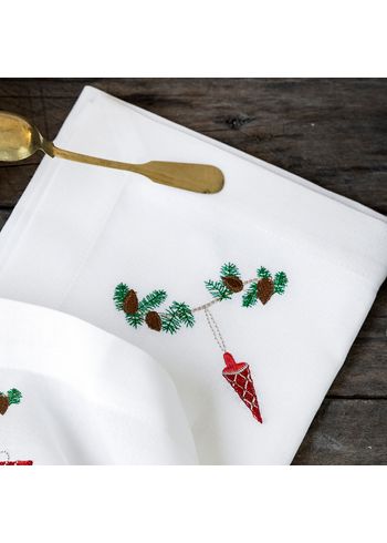 Langkilde & Søn - Serviettes de table en tissu - Christmas napkin - Rød kræmmerhus
