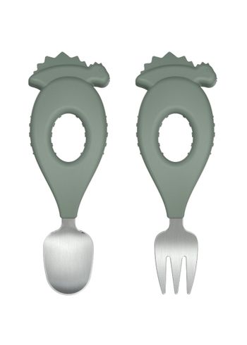 LIEWOOD - Posate - Stanley Baby Cutlery Set - 1371 Dino / Faune Green
