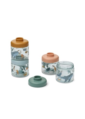 LIEWOOD - Fiambrera para niños - Dominique Baby Food Tritan Boxes 4-pack - 1032 Sea creature / Sandy