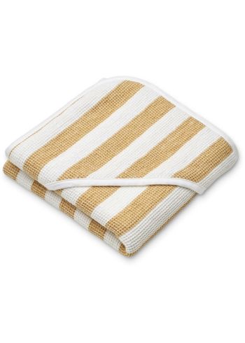 LIEWOOD - Handduk - Caro Hooded Towel - 1476 Y/D Stripe White / Yellow Mellow